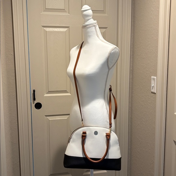 Anne Klein Beige and White Logo Satchel and Crossbody Bag Pre-loved Excellent - Picture 2 of 9